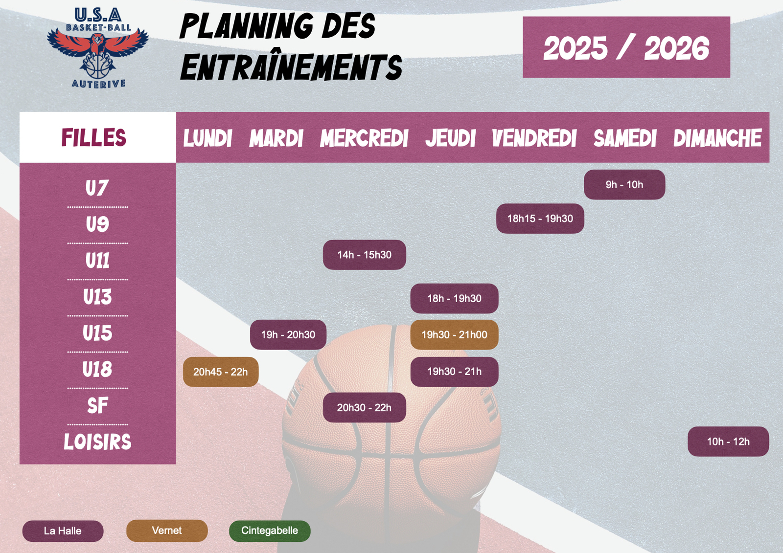 Planning Saison Filles 2025-2026