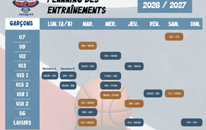 NOUVEAU ! Planning Saison Garçons 2026-2027