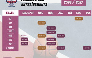 NOUVEAU ! Planning Saison Filles 2026-2027